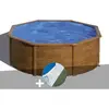 Gre Kit piscine acier aspect bois Gré Pacific ronde 3,70 x 1,22 m + Ta...