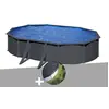 Gre Kit piscine acier gris anthracite Gré Louko ovale 6,34 x 3,99 x 1,22 m + Bâche d'hivernage
