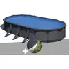 Gre Kit piscine acier gris anthracite Gré Juni ovale 7,44 x 3,99 x 1,3...