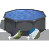 GRE Kit piscine acier gris anthracite Gré Louko ronde 3,20 x 1,22 m + Bâche d'hivernage + Tapis de sol 320,00 x 122,00 Anthracite