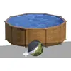 Gre Kit piscine acier aspect bois Gré Pacific ronde 4,80 x 1,22 m + Bâche d'hivernage
