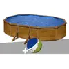 GRE Kit piscine acier aspect bois Gré Pacific ovale 6,34 x 3,99 x 1,22 m + Bâche à bulles 634,00 x 399,00 x 122,00 Bois