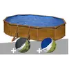 Gre Kit piscine acier aspect bois Gré Pacific ovale 6,34 x 3,99 x 1,22...
