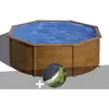 GRE Piscine acier aspect bois Gré Pacific ronde 3,70 x 1,22 m - Filtre à sable - 10,10 m³