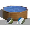 Gre Kit piscine acier aspect bois Gré Pacific ronde 3,70 x 1,22 m + Bâ...