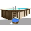 Gre Kit piscine bois Gré Safran 6,20 x 3,95 x 1,36 m + Bâche à bulles