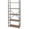 Etagère Droite Large 5 Niveaux Colorado H.48 En Métal Et Mdf - Beige Et Noir