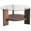 Toilinux - Table basse ronde en verre et panneaux de particules - Diam...