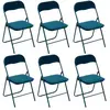 5 Five Simply Smart Lot De 6 Chaises Pliantes Effet Velours - Bleu