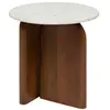 Atmosphera - Table à café ronde en marbre et bois massif NANDA - Blanc