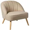 Atmosphera - Fauteuil en velours et pieds en bois NAOVA - Beige