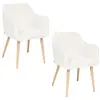 Toilinux - Lot de 2 fauteuils à dîner en bouclette VISOCA - Blanc