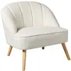 Atmosphera - Fauteuil en velours et pieds en bois NAOVA - Blanc