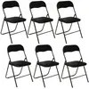 Toilinux - Lot de 6 Chaises pliantes effet velours - Noir