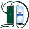 BOOLING Coque Cordon pour Samsung Galaxy A54 5G Vert Nuit Antichoc Motif Coeur Anti-Rayure Souple