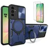 Coque pour Samsung Galaxy A56 5G - BOOLING - Bleu Marine Anneau Cache ...
