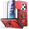 E.F.CONNECTION Coque pour Xiaomi Redmi 14C avec 2 Verres Trempés, Coque Rouge Antichoc Rigide avec Protection Caméra