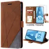 BOOLING Coque pour Samsung Galaxy A53 5G + 2 Verres Trempés, Protection Cuir PU Marron Fermeture Magnétique