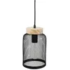 Suspension noire en métal/bois - h 24,5 cm Pegane