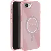 Coque Guess IML Glitter Circle MagSafe pour iPhone 16e - Pink