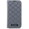 Karl Lagerfeld Saffiano Monogram Book Case - Geschikt voor Apple iPhone 14 Pro (6.1") - Grijs