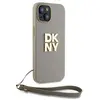 DKNY Polsband Stock Logo hoesje voor iPhone 15 / 14 / 13 - beige