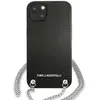 KARL LAGERFELD Cuir texturé et chaîne - Coque pour iPhone 13 (Noir)