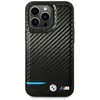 Backcase hoesje geschikt voor iPhone 14 Pro - BMW - Effen Zwart - Leer