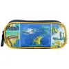 BAGTROTTER Trousse scolaire 2 compartiments Phileas Bleue Dinosaure
