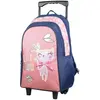 BAGTROTTER Sac à dos à roulettes Lili Lou Chat Rose
