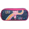 BAGTROTTER Trousse scolaire 2 compartiments Lili Lou Bleue Arc en ciel