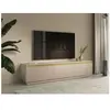 Meuble TV suspendu ou à poser avec 3 portes en MDF - Beige et doré - P...