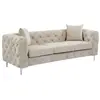 VENTE-UNIQUE Canapé 3 places chesterfield en velours beige EDWINA