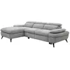 VENTE-UNIQUE Canapé d'angle gauche convertible en tissu texturé avec coffre de rangement gris MORAVA