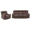 Canapé relaxation électrique en microfibre marron ORTIANO - VENTE-UNIQ...