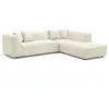 Canapé d'angle droit en velours côtelé beige - VENTE-UNIQUE - NAEMIA - 6 places - Design matelassé
