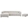 Canapé dangle gauche et pouf en tissu chiné beige DILOME
