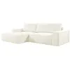 VENTE-UNIQUE Canapé d'angle gauche convertible en velours côtelé blanc AMELIA