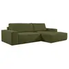 VENTE-UNIQUE Canapé d'angle droit convertible en velours côtelé vert olive AMELIA