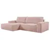 VENTE-UNIQUE Canapé d'angle gauche convertible en velours côtelé rose poudré AMELIA