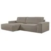 VENTE-UNIQUE Canapé d'angle gauche convertible en velours côtelé taupe AMELIA