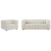 Canapé 3 places et fauteuil en tissu bouclette blanc ivoire LERICI