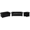 VENTE-UNIQUE Canapés 3 places, 2 places et fauteuil en simili noir CHESTERFIELD
