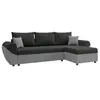 VENTE-UNIQUE Canapé d'angle convertible et réversible en tissu noir et gris LIERNO