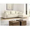 VENTE-UNIQUE Canapé d'angle convertible et réversible en velours côtelé beige NESSARO