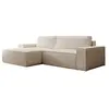 VENTE-UNIQUE Canapé d'angle gauche convertible en velours côtelé grosses côtes beige AMELIA