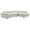 VENTE-UNIQUE Canapé d'angle droit convertible en velours côtelé beige NURAZIO