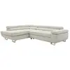 VENTE-UNIQUE Canapé d'angle gauche convertible en velours côtelé beige NURAZIO