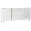 Buffet avec 4 portes - 200 cm - Blanc brillant et Doré - MARZIALO