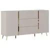 Buffet avec 2 portes et 3 tiroirs - Beige et Doré - MARZIALO